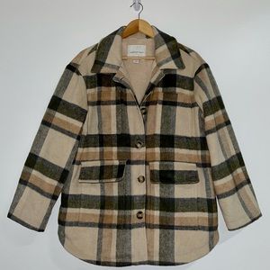 American Eagle Oversized Plaid Button Up Jacket